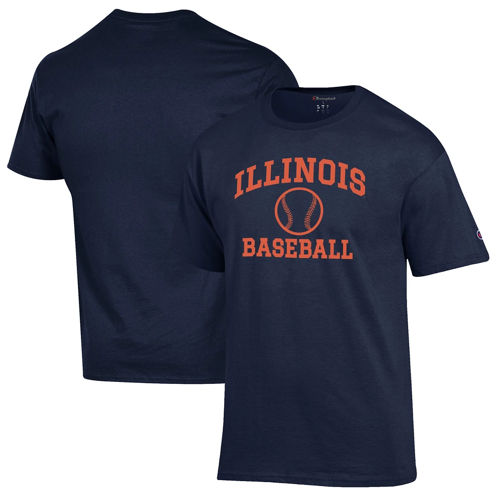 Men's Champion Navy Illinois Fighting Illini Baseball Icon T-Shirt