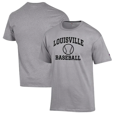 Men's Champion Gray Louisville Cardinals Baseball Icon T-Shirt