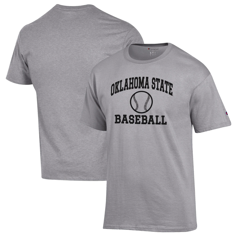 Men's Champion Gray Oklahoma State Cowboys Baseball Icon T-Shirt
