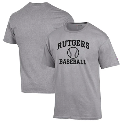 Men's Champion Gray Rutgers Scarlet Knights Baseball Icon T-Shirt