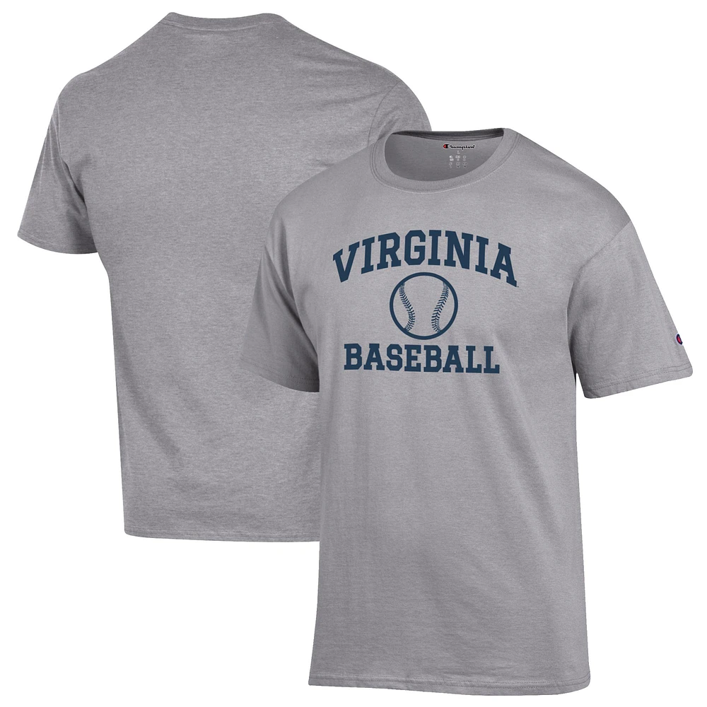 Men's Champion Gray Virginia Cavaliers Baseball Icon T-Shirt