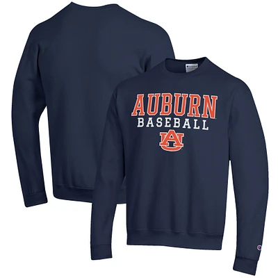 Men's Champion Navy Auburn Tigers Baseball Stack Pullover Crewneck Sweatshirt