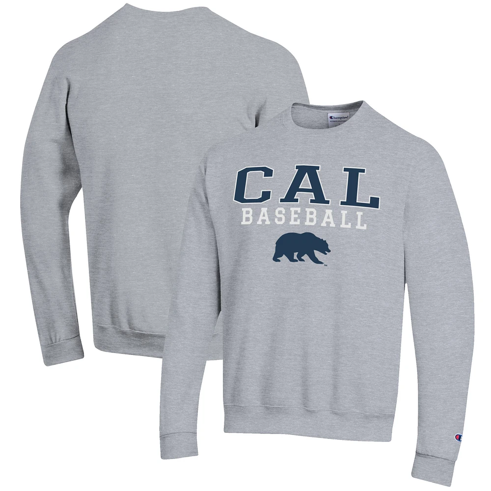 Men's Champion Gray Cal Bears Baseball Stack Pullover Crewneck Sweatshirt