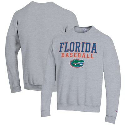 Men's Champion Gray Florida Gators Baseball Stack Pullover Crewneck Sweatshirt