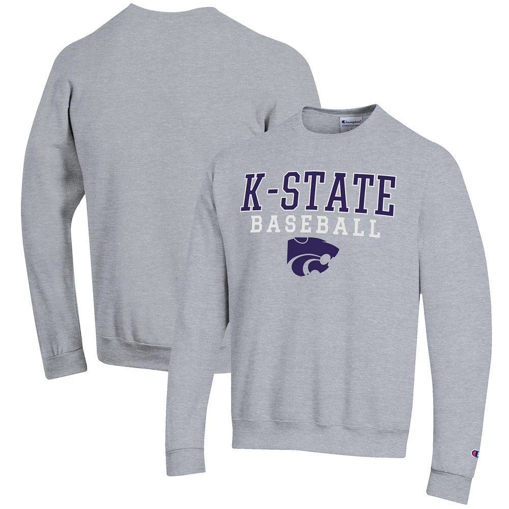 Men's Champion Kansas State Wildcats Baseball Stack Pullover Crewneck Sweatshirt