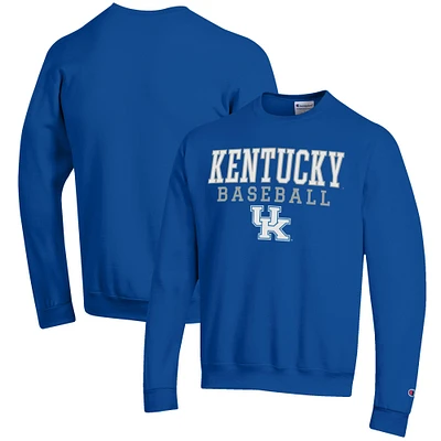Men's Champion Royal Kentucky Wildcats Baseball Stack Pullover Crewneck Sweatshirt