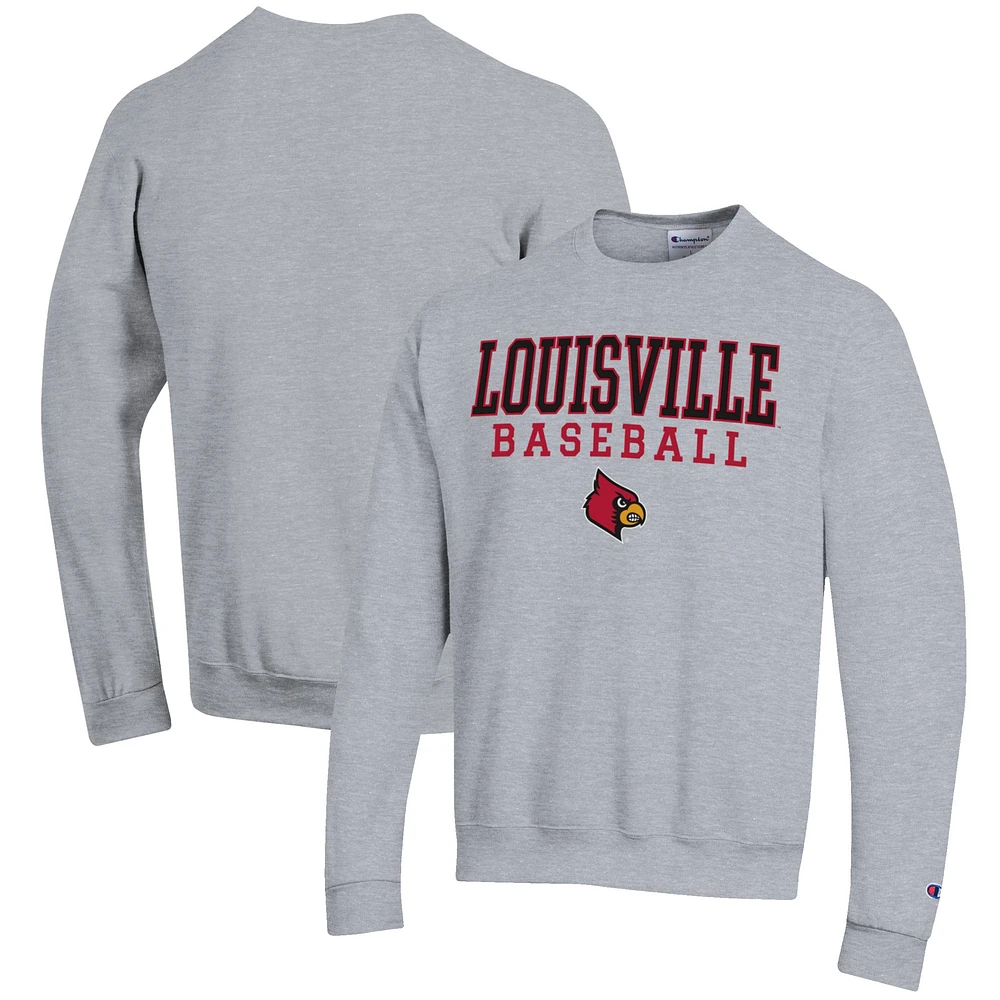 Men's Champion Louisville Cardinals Baseball Stack Pullover Crewneck Sweatshirt