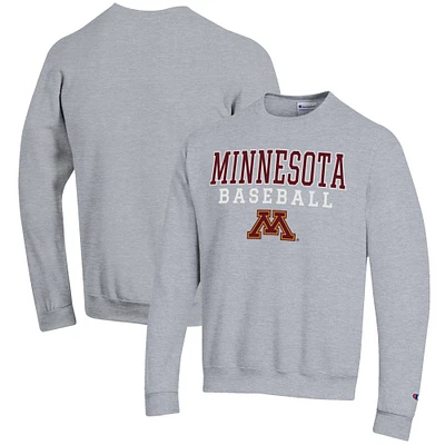 Men's Champion Gray Minnesota Golden Gophers Baseball Stack Pullover Crewneck Sweatshirt
