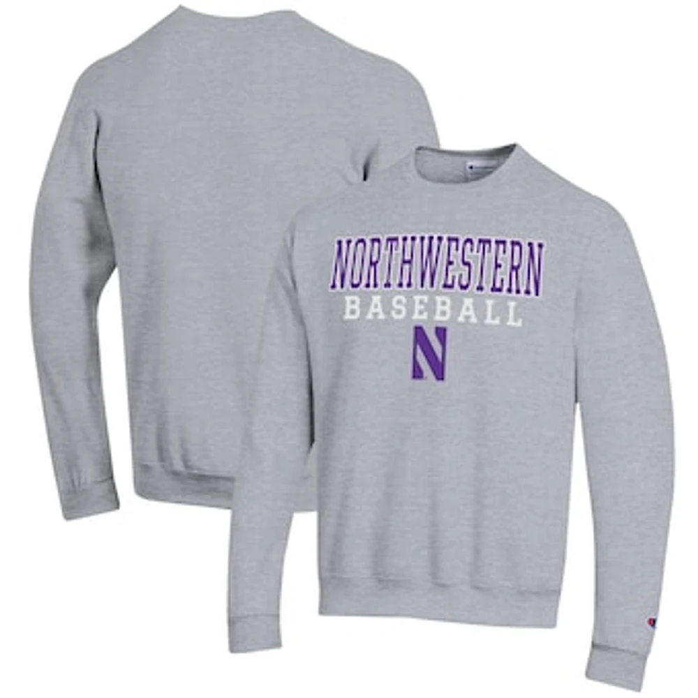 Men's Champion Northwestern Wildcats Baseball Stack Pullover Crewneck Sweatshirt