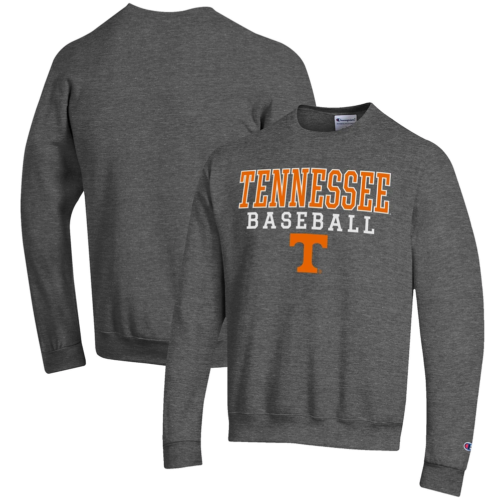 Men's Champion Charcoal Tennessee Volunteers Baseball Stack Pullover Crewneck Sweatshirt