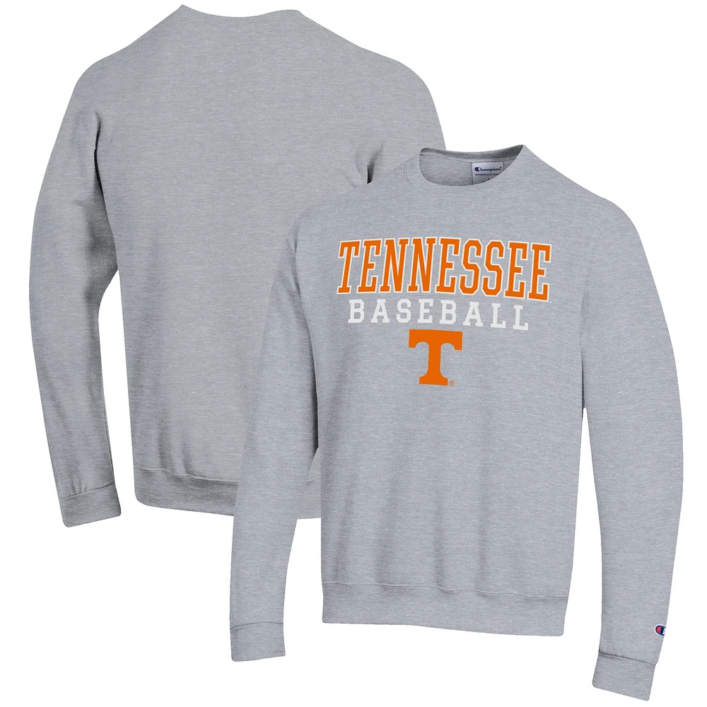 Men's Champion Gray Tennessee Volunteers Baseball Stack Pullover Crewneck Sweatshirt