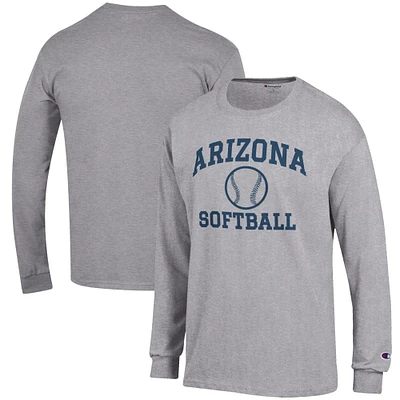 Men's Champion Gray Arizona Wildcats Softball Icon Long Sleeve T-Shirt
