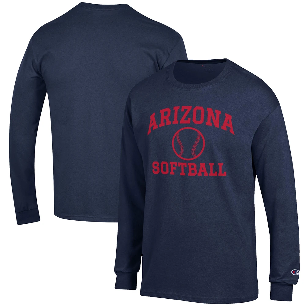 Men's Champion Navy Arizona Wildcats Softball Icon Long Sleeve T-Shirt