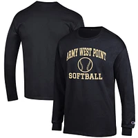 Men's Champion Black Army Knights Softball Icon Long Sleeve T-Shirt