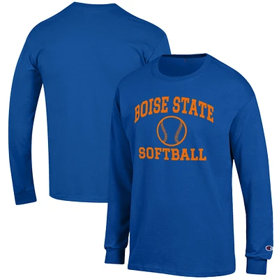 Men's Champion Royal Boise State Broncos Softball Icon Long Sleeve T-Shirt