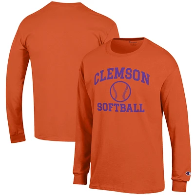 Men's Champion Orange Clemson Tigers Softball Icon Long Sleeve T-Shirt