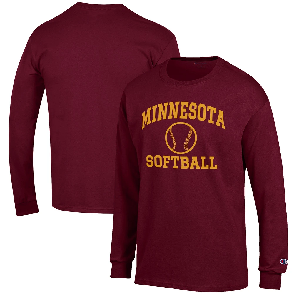 Men's Champion Maroon Minnesota Golden Gophers Softball Icon Long Sleeve T-Shirt