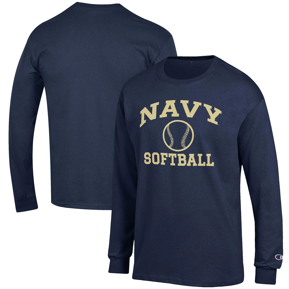 Men's Champion Navy Midshipmen Softball Icon Long Sleeve T-Shirt