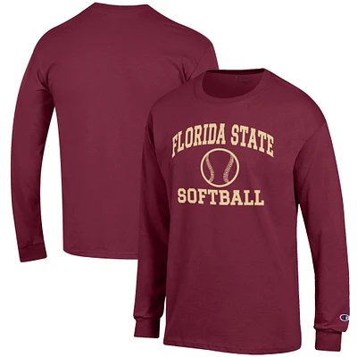 Men's Champion Garnet Florida State Seminoles Softball Icon Long Sleeve T-Shirt