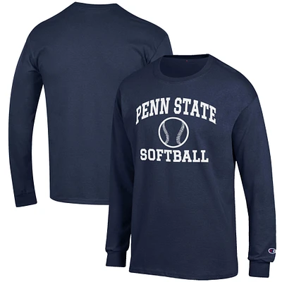 Men's Champion Navy Penn State Nittany Lions Softball Icon Long Sleeve T-Shirt