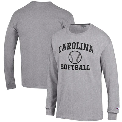 Men's Champion Gray South Carolina Gamecocks Softball Icon Long Sleeve T-Shirt