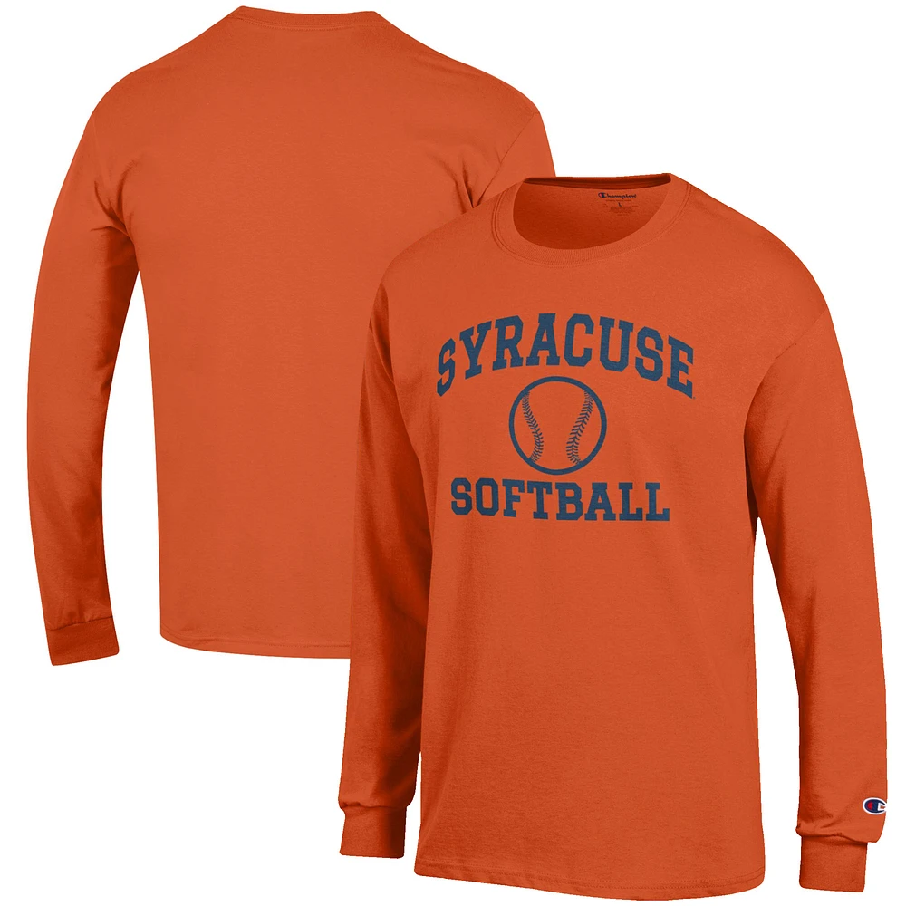 Men's Champion Orange Syracuse Softball Icon Long Sleeve T-Shirt