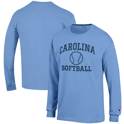 Men's Champion Carolina Blue North Tar Heels Softball Icon Long Sleeve T-Shirt