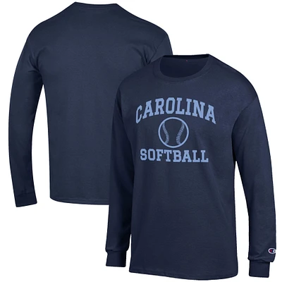 Men's Champion Navy North Carolina Tar Heels Softball Icon Long Sleeve T-Shirt