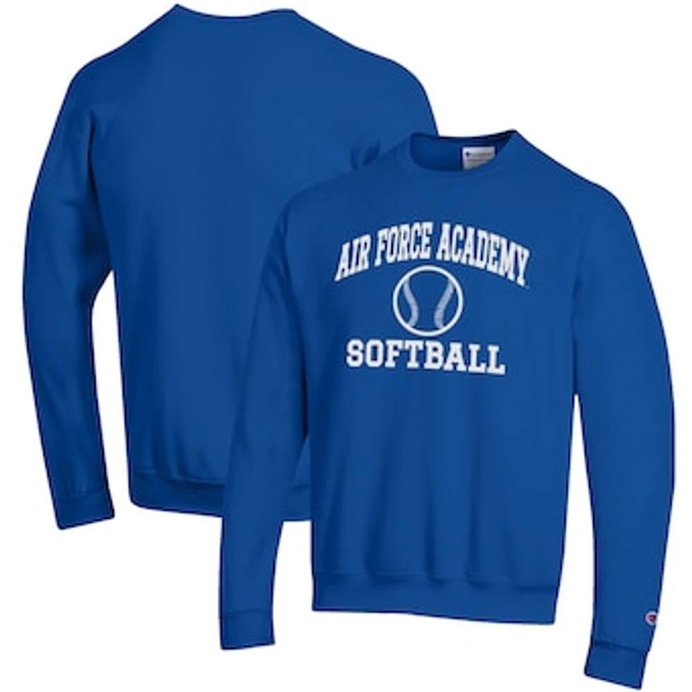 Men's Champion Royal Air Force Falcons Softball Icon Crewneck Pullover Sweatshirt