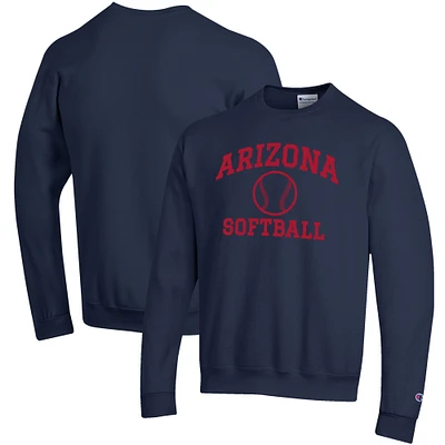 Men's Champion Navy Arizona Wildcats Softball Icon Crewneck Pullover Sweatshirt