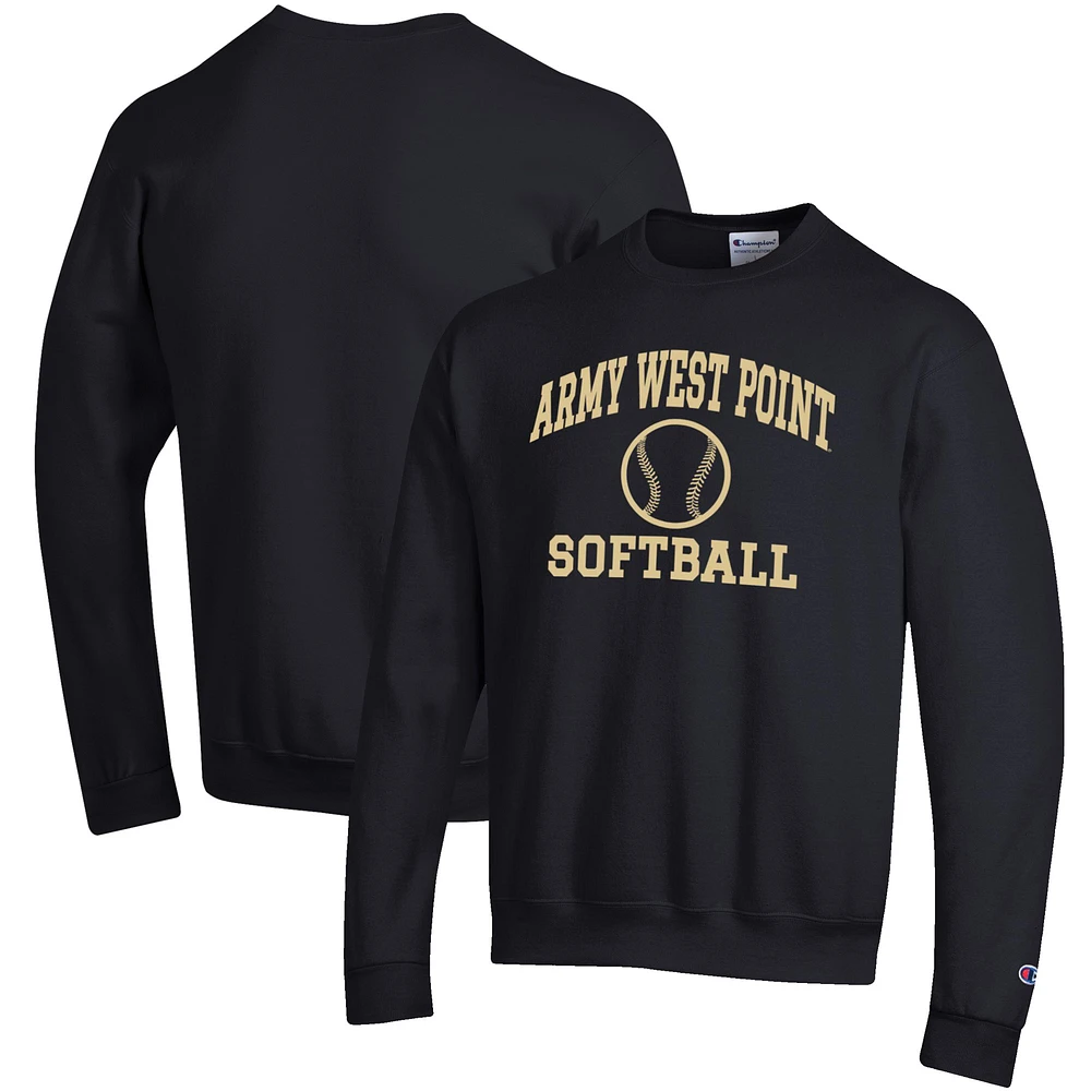 Men's Champion Black Army Knights Softball Icon Crewneck Pullover Sweatshirt