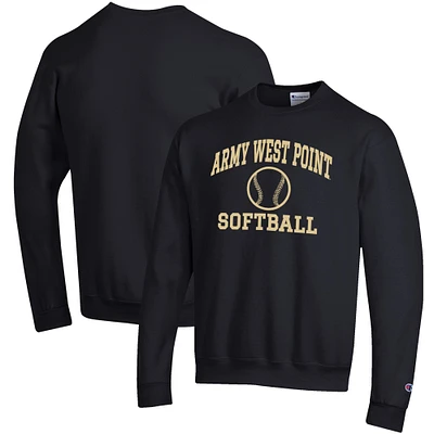 Men's Champion Black Army Knights Softball Icon Crewneck Pullover Sweatshirt