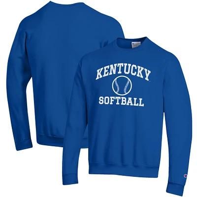 Men's Champion Royal Kentucky Wildcats Softball Icon Crewneck Pullover Sweatshirt