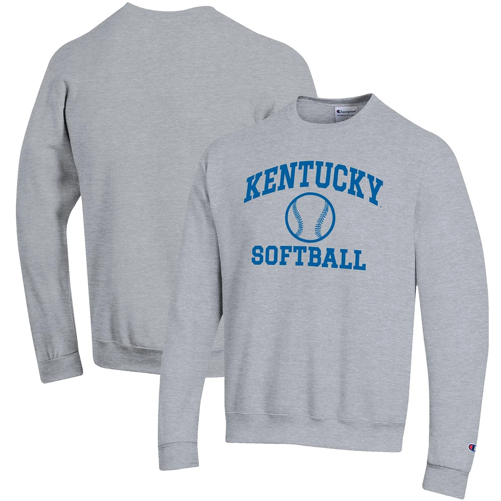 Men's Champion Gray Kentucky Wildcats Softball Icon Crewneck Pullover Sweatshirt