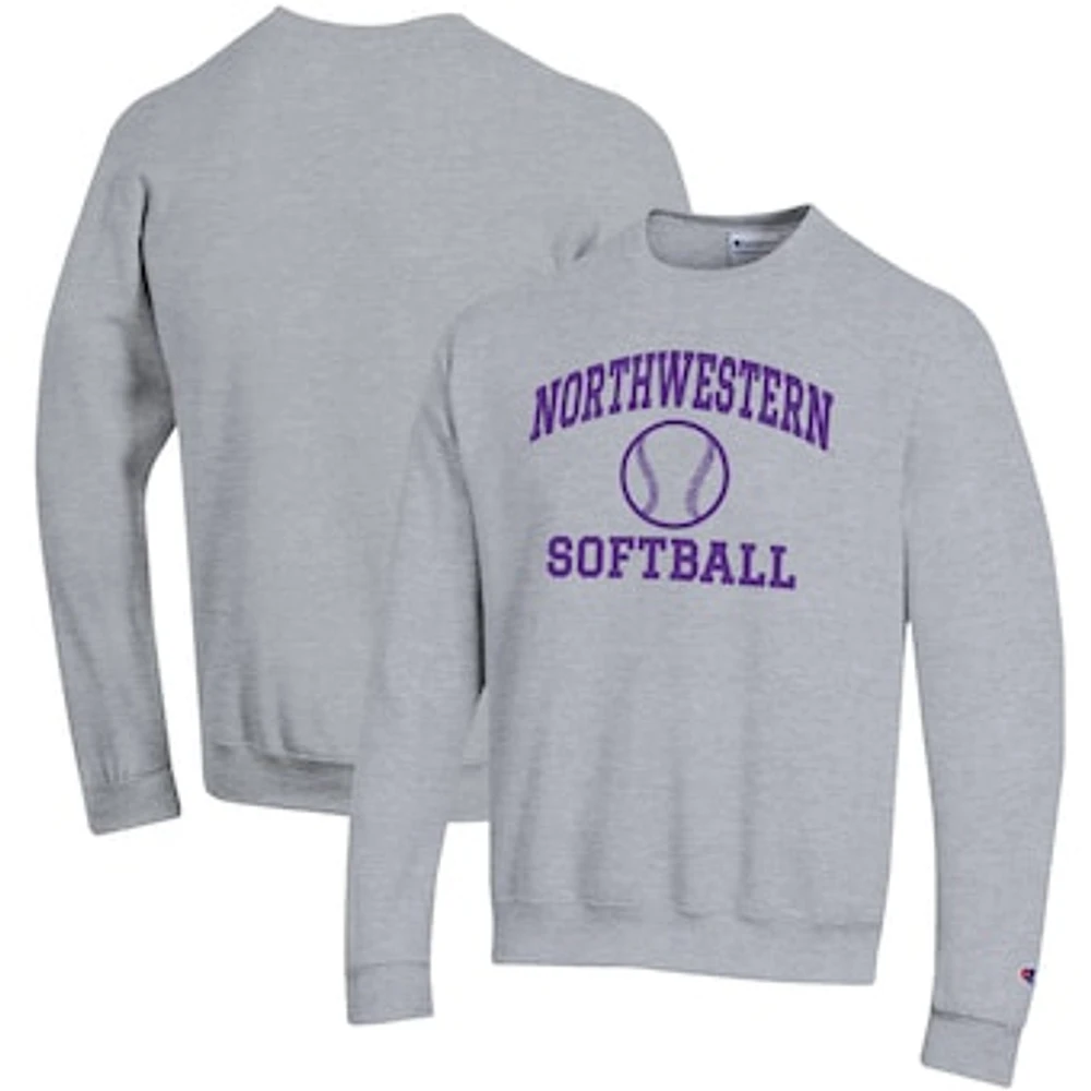 Men's Champion Northwestern Wildcats Softball Icon Crewneck Pullover Sweatshirt