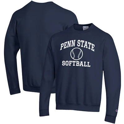Men's Champion Navy Penn State Nittany Lions Softball Icon Crewneck Pullover Sweatshirt
