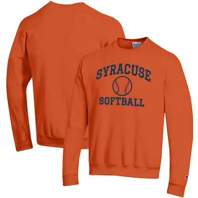Men's Champion Orange Syracuse Softball Icon Crewneck Pullover Sweatshirt
