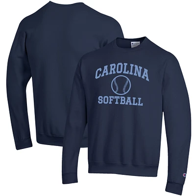 Men's Champion Navy North Carolina Tar Heels Softball Icon Crewneck Pullover Sweatshirt