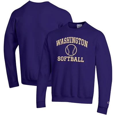 Men's Champion Washington Huskies Softball Icon Crewneck Pullover Sweatshirt