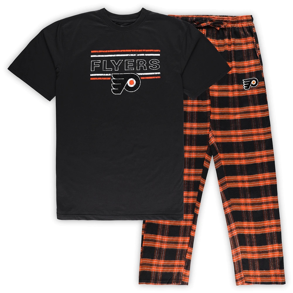 Men's Black/Orange Philadelphia Flyers Big & Tall T-Shirt Pajama Pants Sleep Set