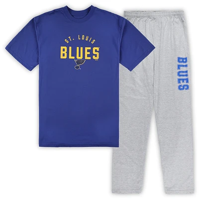 Men's St. Louis Blues Royal/Heather Gray Big & Tall T-Shirt Pants Lounge Set