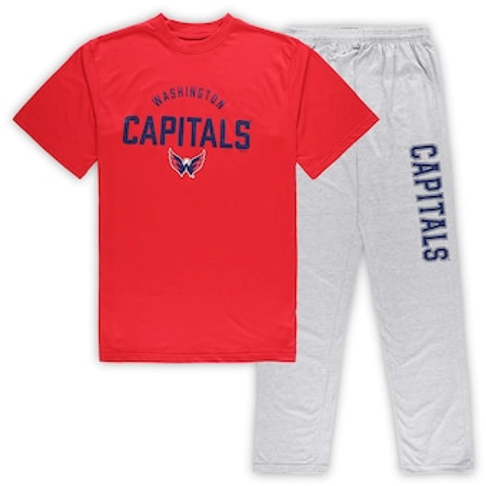 Men's Washington Capitals Red/Heather Gray Big & Tall T-Shirt Pants Lounge Set