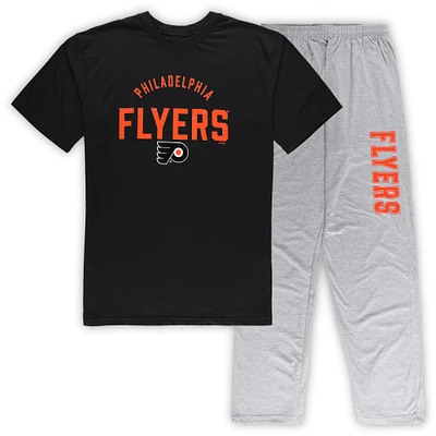 Men's Philadelphia Flyers Black/Heather Gray Big & Tall T-Shirt Pants Lounge Set