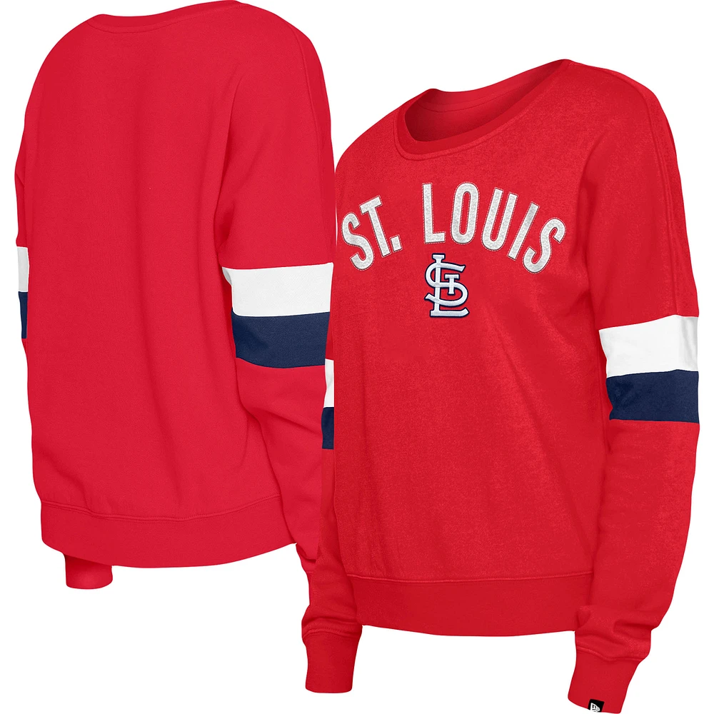 Women's New Era Red St. Louis Cardinals Game Day Crew Pullover Sweatshirt
