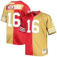 Men's Mitchell & Ness Joe Montana Scarlet/Gold San Francisco 49ers Big Tall Split Legacy Retired Player Replica Jersey