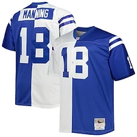Men's Mitchell & Ness Peyton Manning White/Royal Indianapolis Colts Big Tall Split Legacy Retired Player Replica Jersey