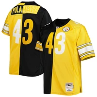 Men's Mitchell & Ness Troy Polamalu Black/Gold Pittsburgh Steelers Big & Tall Split Legacy Retired Player Replica Jersey