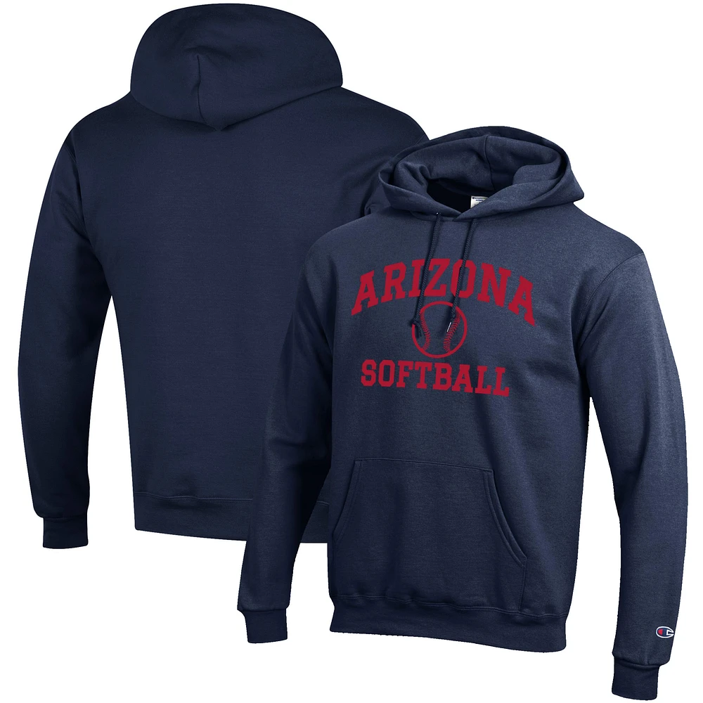 Men's Champion Navy Arizona Wildcats Softball Icon Pullover Hoodie
