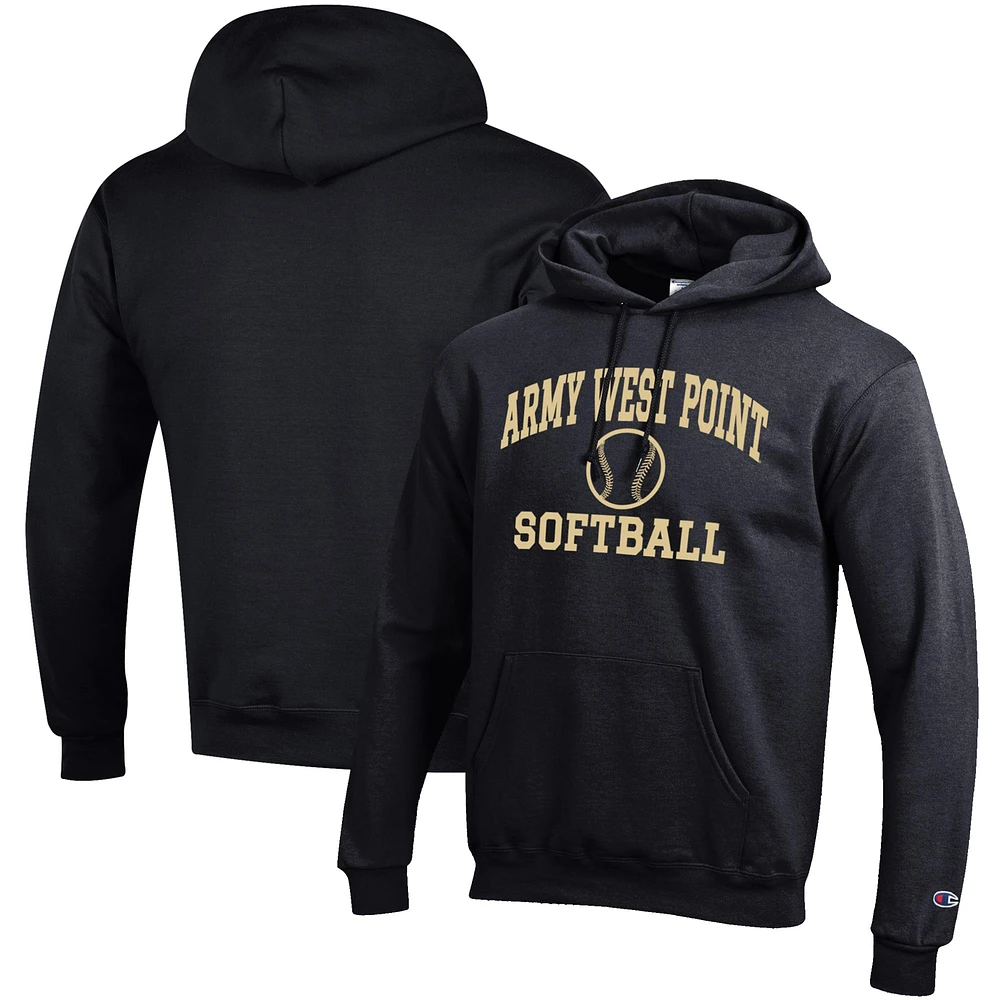 Men's Champion Black Army Knights Softball Icon Pullover Hoodie