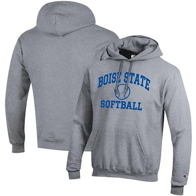 Men's Champion Gray Boise State Broncos Softball Icon Pullover Hoodie